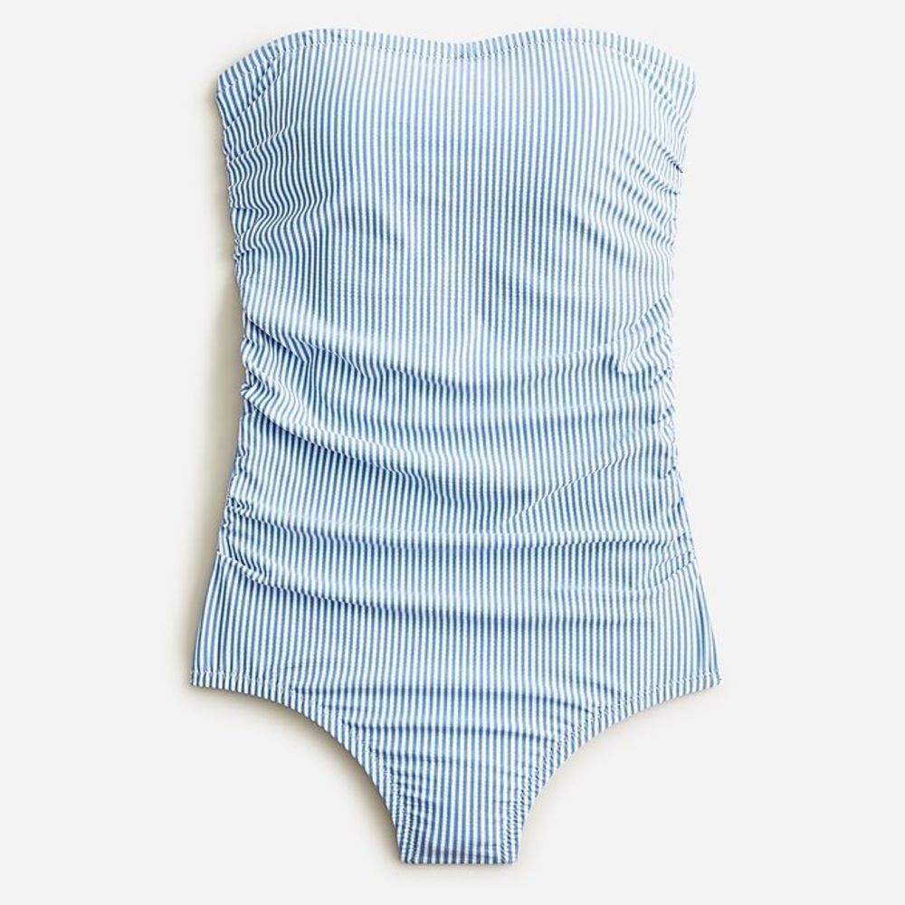 NWT J.Crew Ruched Bandeau One-piece in Seersucker Size 24